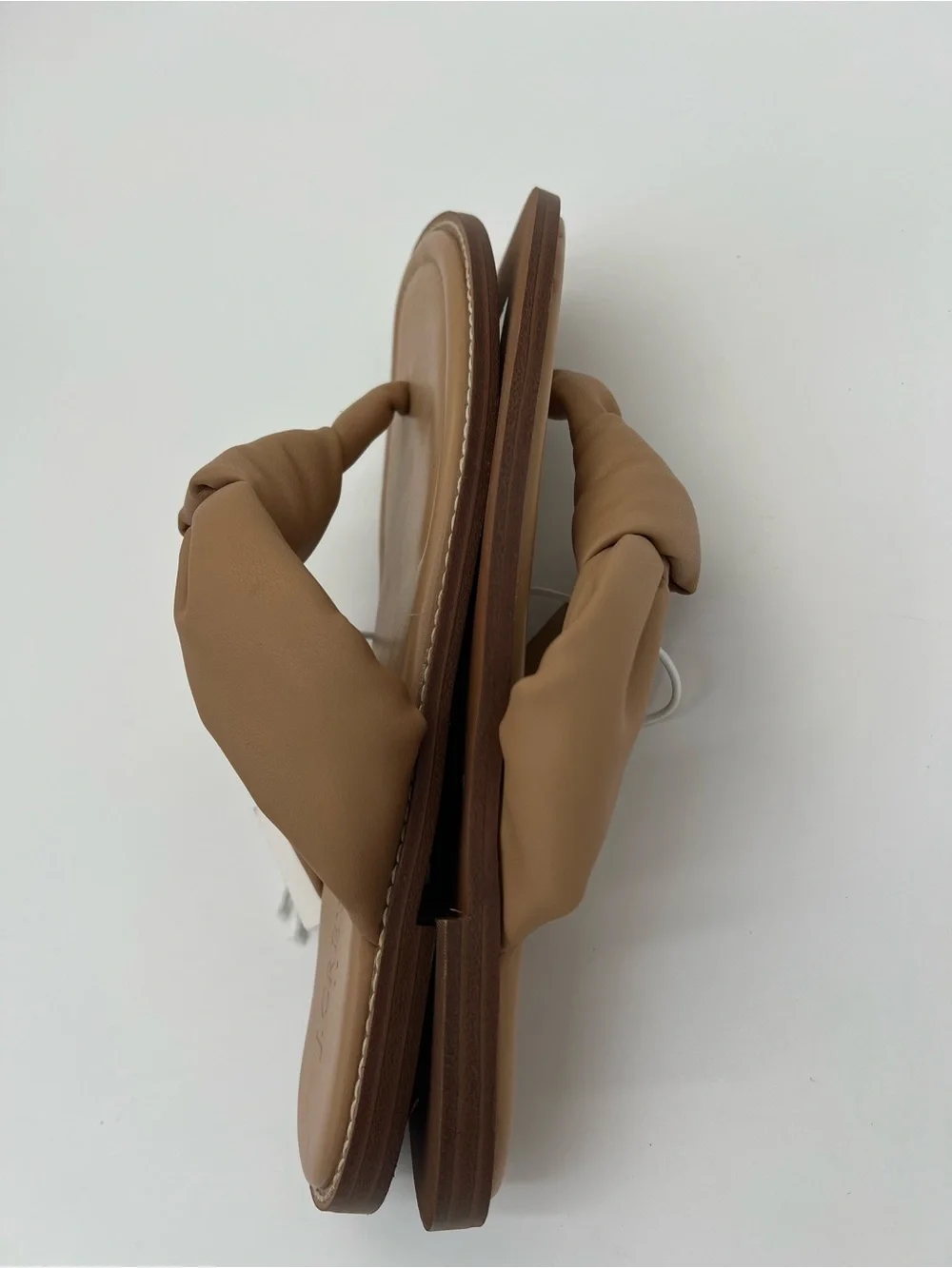J. Crew Cognac Knotted Leather Toe-Post Sandals size 7